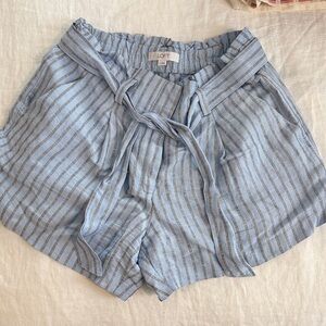 LOFT High Waist Light Blue Striped Shorts